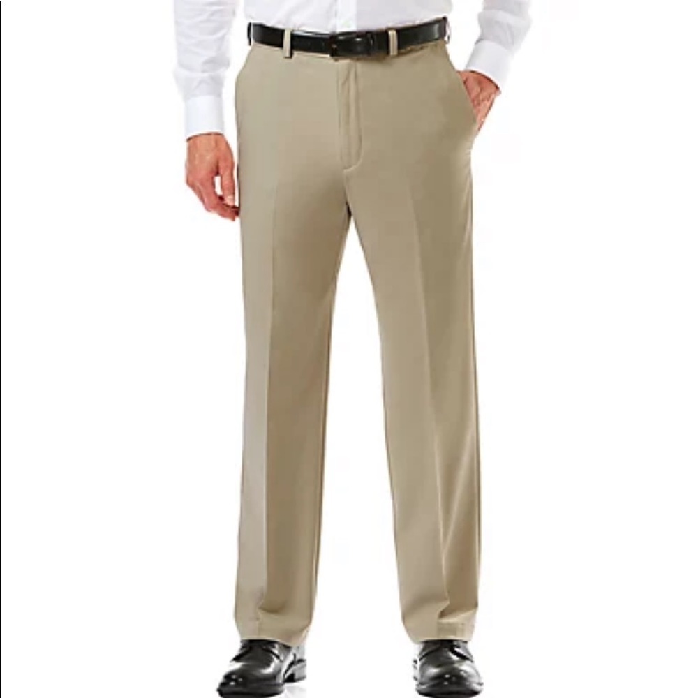 Haggar Classic Fit Plain Front Invisible Flex Waistband Dress Pants 40W x 30L